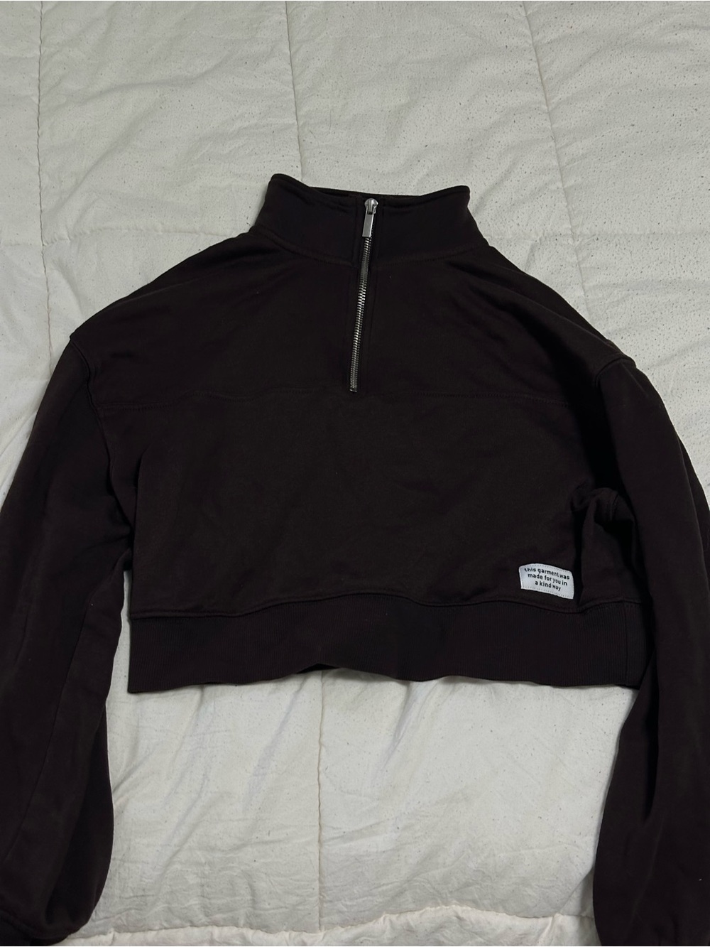 Cropped Quarter-Zip Pullover - Dark chocolate Brown